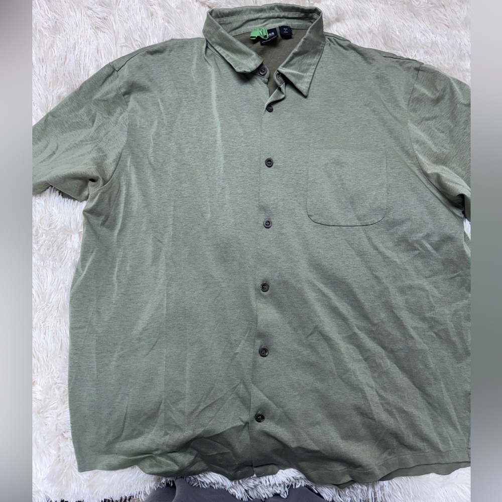 BOSS by Hugo Boss Men’s cotton button up - sage green, XXL